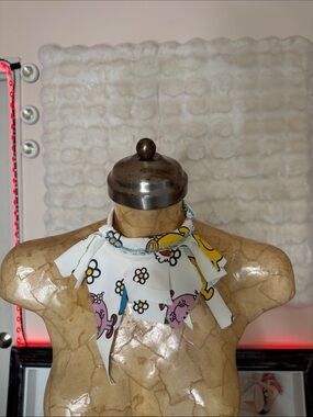 Handmade Floral Cartoon Print Neck Scarf in White by me